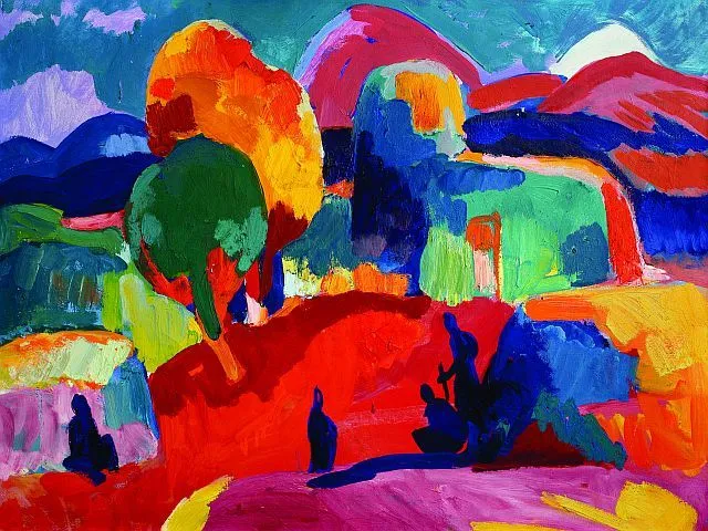 Paysage arménien aux couleurs intenses, peinture expressionniste